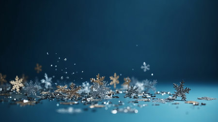 Vivid winter snowflake background with place for text. Illustration Generative AIの素材
