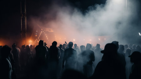 Crowd at concert. Illustration Generative AIの素材