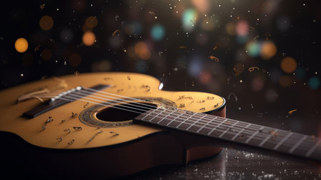 Music background with guitar. Illustration Generative AIの素材