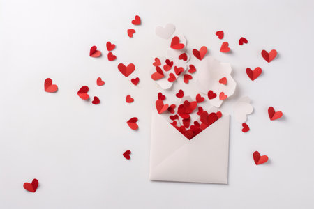 White envelope with hearts. Illustration Generative AIの素材