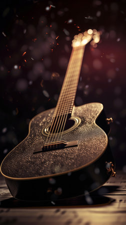 Music background with guitar. Illustration Generative AIの素材