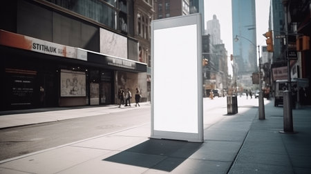 Empty bigboard on big city street. Illustration Generative AIの素材