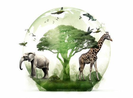 Green Environment Day Background. Illustration Generative AIの素材