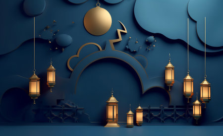 islamic holiday background. Illustration Generative AIの素材