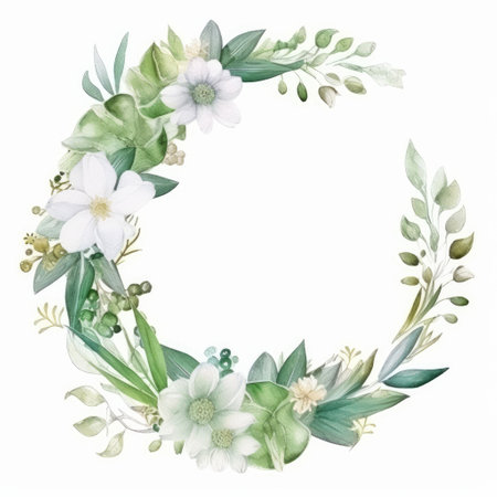 Green watercolor natural background. Illustration Generative AIの素材