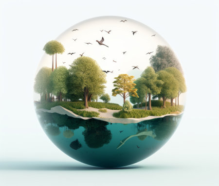Green Environment Day Background. Illustration Generative AIの素材
