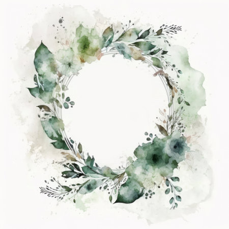 Watercolor Floral Wreath. Illustration Generative AIの素材