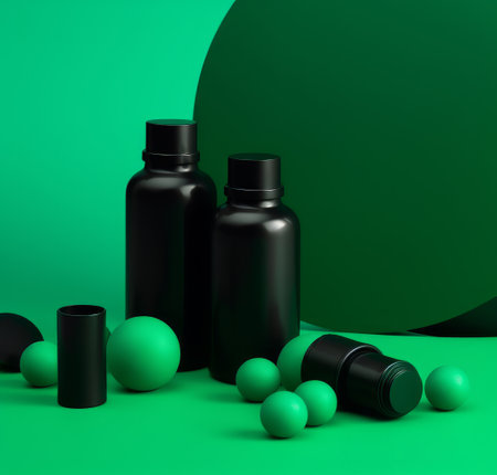 Green and Black Skincare Product Illustration Generative AIの素材