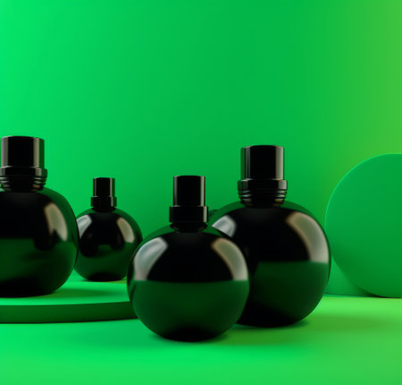Green and Black Skincare Product Illustration Generative AIの素材