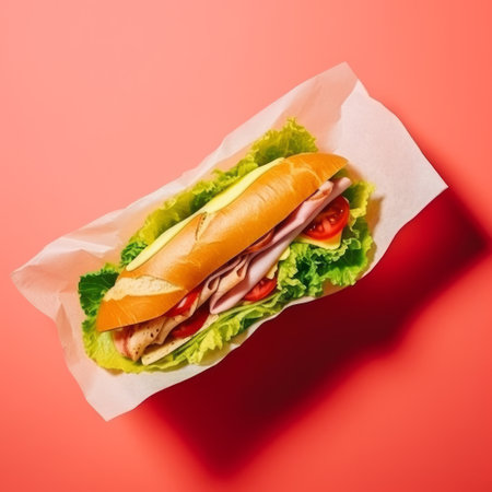 Sandwich with ham and fresh lettuce Illustration Generative AIの素材