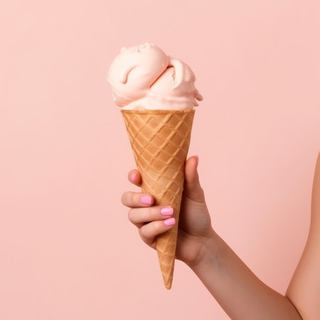 Ice cream in hand. Illustration Generative AIの素材