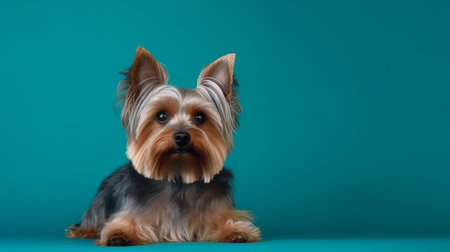 Yorkshire terrier on vivid background. Illustration Generative AIの素材