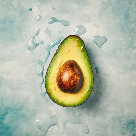Watercolor Avocado. Illustration Generative AIの素材