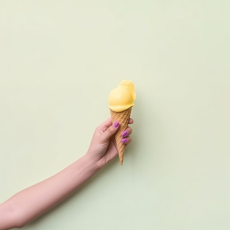 Ice cream in hand. Illustration Generative AIの素材