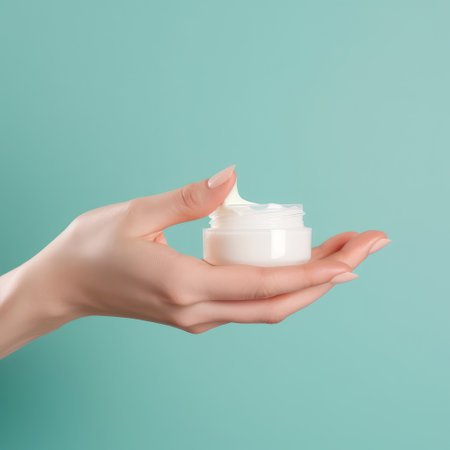 Woman's hand with cream mockup. Illustration Generative AIの素材