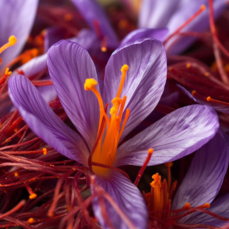 Saffron flower background. Illustration Generative AIの素材