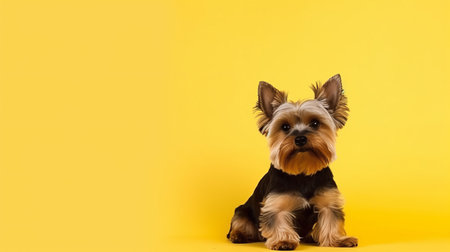 Yorkshire terrier on vivid background. Illustration Generative AIの素材