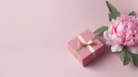 Flowers with gift box. Illustration Generative AIの素材