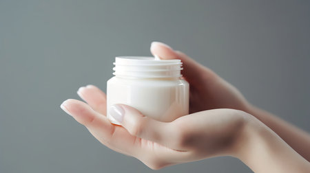 Woman's hand with cream mockup. Illustration Generative AIの素材