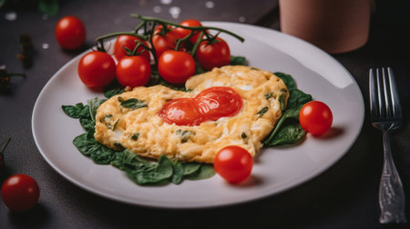 Traditional breakfast with eggs. Illustration Generative AIの素材