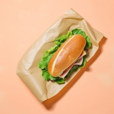 Sandwich with ham and fresh lettuce Illustration Generative AIの素材