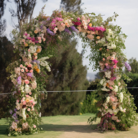 Wedding floral arc. Illustration Generative AIの素材