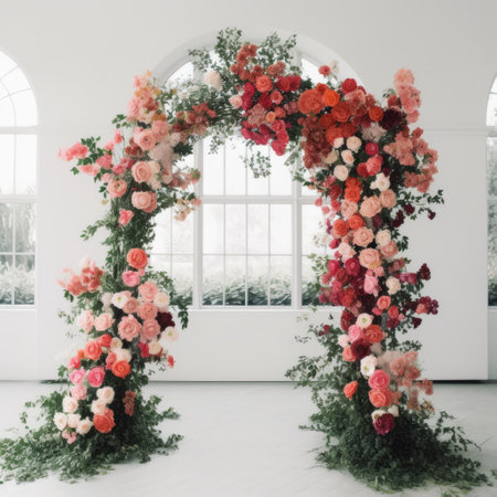 Wedding floral arc. Illustration Generative AIの素材