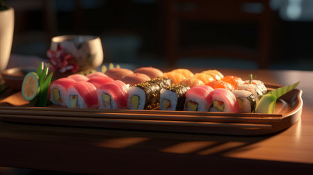 Delicious sushi. Illustration Generative AIの素材