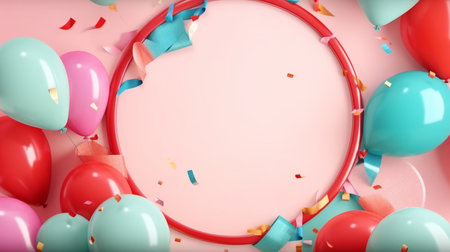 Birthday background with balloons. Illustration Generative AIの素材