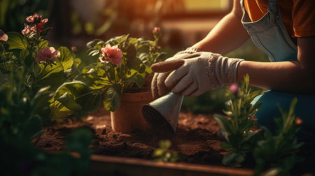 gardening background. Illustration Generative AIの素材
