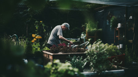 gardening background. Illustration Generative AIの素材