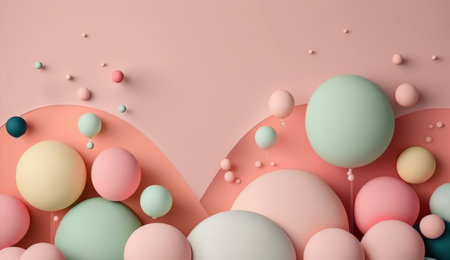 Birthday background with balloons. Illustration Generative AIの素材