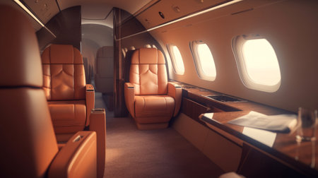 Interior of luxurious private jet Illustration Generative AIの素材