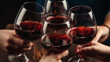 People's hands are minted with glasses of wine Illustration Generative AIの素材