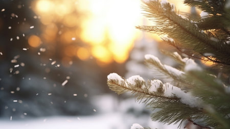 Winter Christmas tree background. Illustration Generative AIの素材