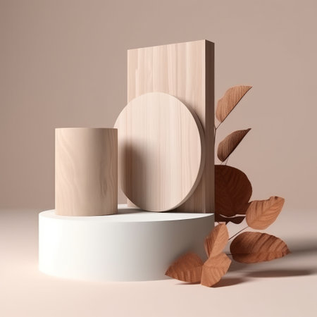 Abstract minimal scene with geometric podium platform Illustration Generative AIの素材