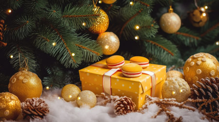 Merry christmas background. Illustration Generative AIの素材