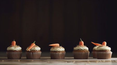 Carrot cupcake background. Illustration Generative AIの素材