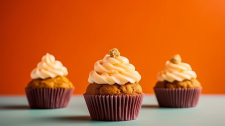 Carrot cupcake background. Illustration Generative AIの素材
