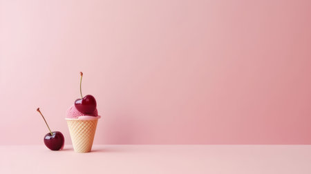 Ice cream on minimalist background. Illustration Generative AIの素材