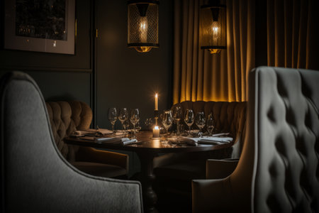 Luxury Restaurant Interior. Illustration Generative AIの素材