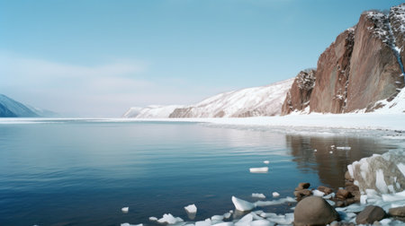 Baykal lake in winter Illustration Generative AIの素材