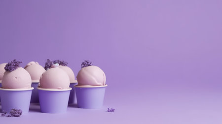 Lavender ice cream. Illustration Generative AIの素材