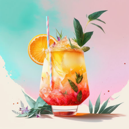 Summer cocktail, Illustration Generative AIの素材
