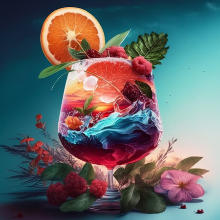 Summer cocktail, Illustration Generative AIの素材