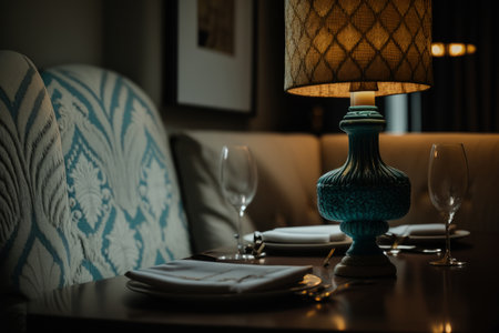 Luxury Restaurant Interior. Illustration Generative AIの素材