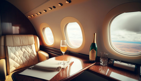 Luxury Jet Interior. Illustration Generative AIの素材