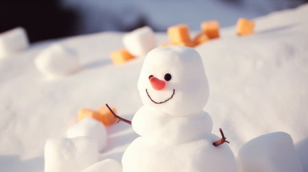 snowman winter background. Illustration Generative AIの素材