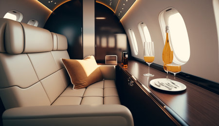 Luxury Jet Interior. Illustration Generative AIの素材