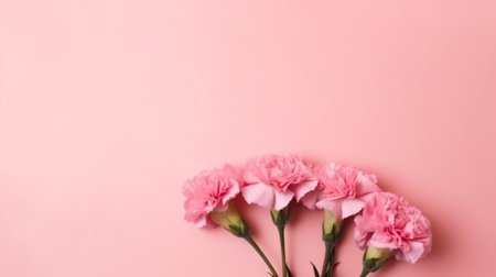 Pink carnations on pink background with confetti.の素材